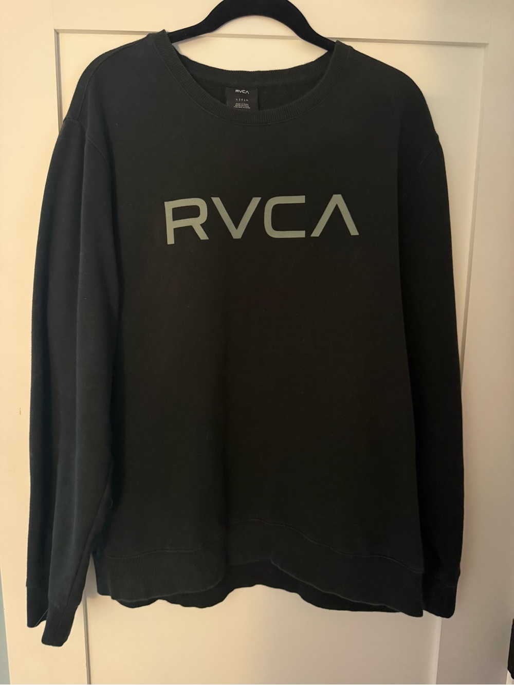 RVCA Black Crewneck Sweatshirt with Gray Logo